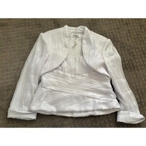 XSCAPE Joanna Chen Women's Shimmer Evening Top Blouse Tank & Jacket White  10